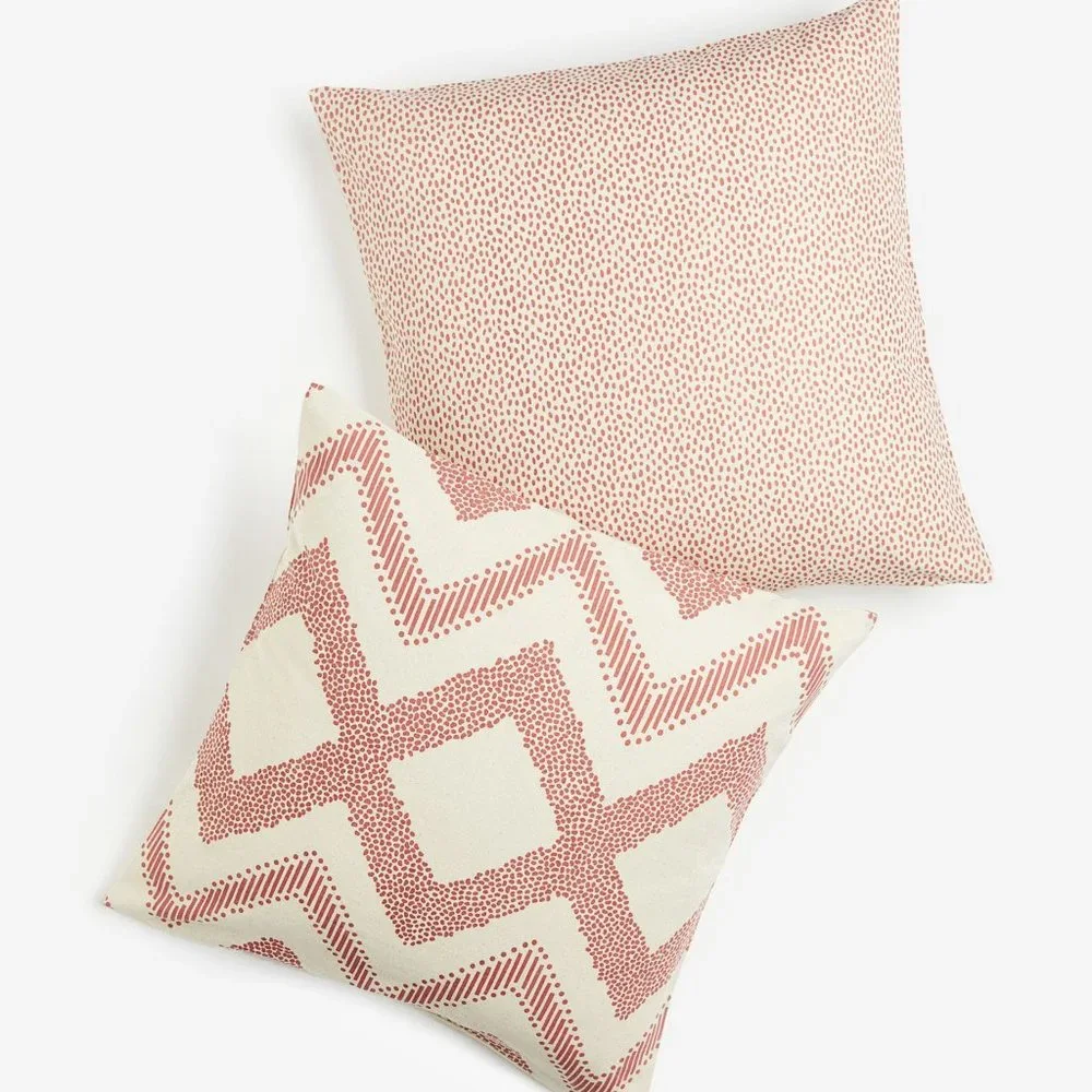 New West Elm (Set of 2) Rose & White Boho Throw Pillow Cover Case 20